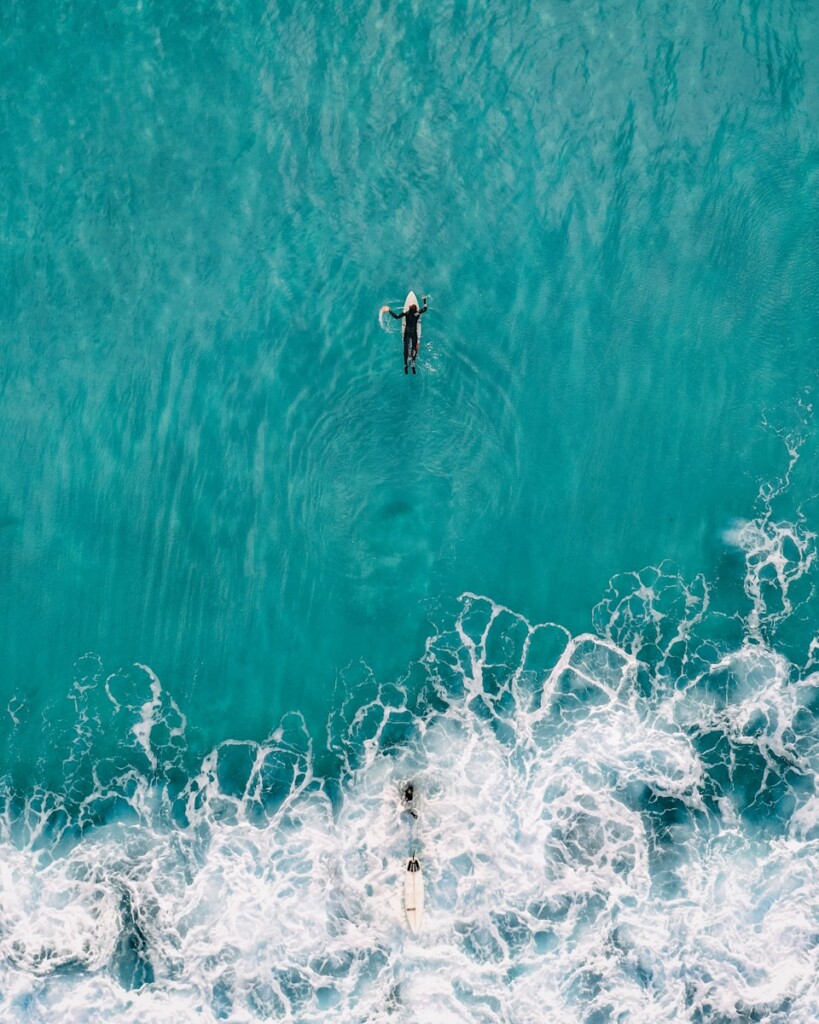 Surfer surrounded by water